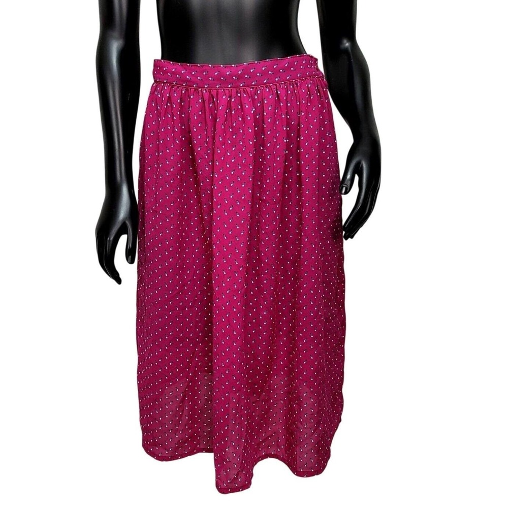 Notations Vintage Magenta Pink Geometric Print Midi Skirt Womens A-Line Side Zip